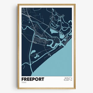 Freeport Map Print, Texas Wall Art, Freeport TX Poster
