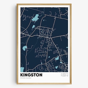 Kingston RI Map Print, Rhode Island Wall Art, Kingston Rhode Island Poster