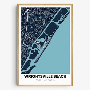 Wrightsville Beach Map Print, North Carolina Wall Art, Wrightsville Beach NC Poster