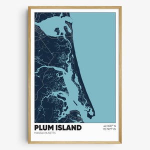 Plum Island Map Print, Massachusetts Wall Art, Plum Island MA Poster
