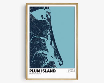 Plum Island Map Print, Massachusetts Wall Art, Plum Island MA Poster