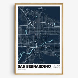 San Bernardino Map Print, California Wall Art, San Bernardino CA Poster