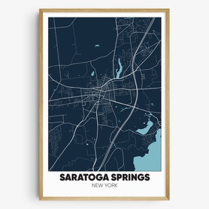 Saratoga Springs Map Print, New York Wall Art, Saratoga Springs NY Poster