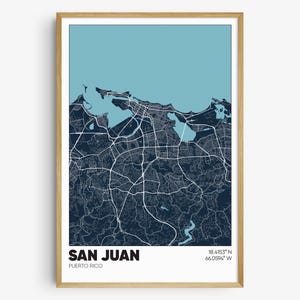 San Juan Map Print, Puerto Rico Wall Art, San Juan Puerto Rico Poster