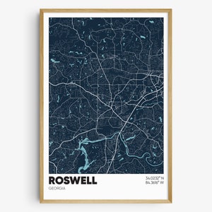 Roswell GA Map Print, Georgia Wall Art, Roswell GA Poster
