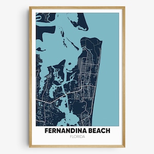 Fernandina Beach Map Print, Florida Wall Art, Fernandina Beach FL Poster