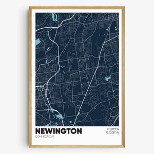 Newington CT Map Print, Connecticut Wall Art, Newington Connecticut Poster