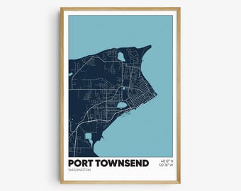 Port Townsend Map Print, Washington Wall Art, Port Townsend WA Poster