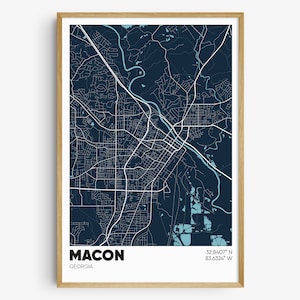 Macon Map Print, Georgia Wall Art, Macon GA Poster