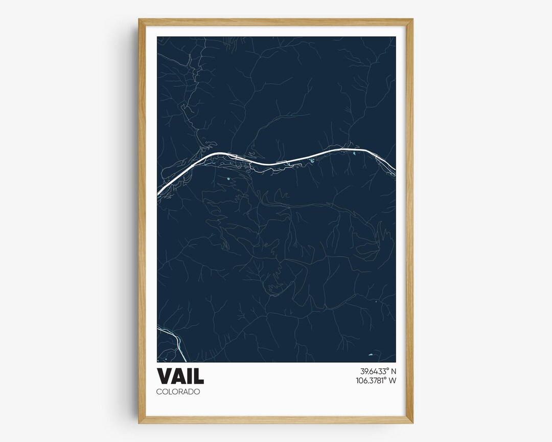 Map Vail Color Vail Map Print, Colorado Wall Art, Vail CO Poster - Etsy