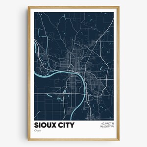 Sioux City Iowa Map Print, Iowa Wall Art, Sioux City IA Poster