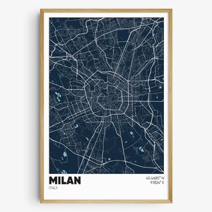 Milan Map Print, Italy Wall Art, Milan Italy Poster