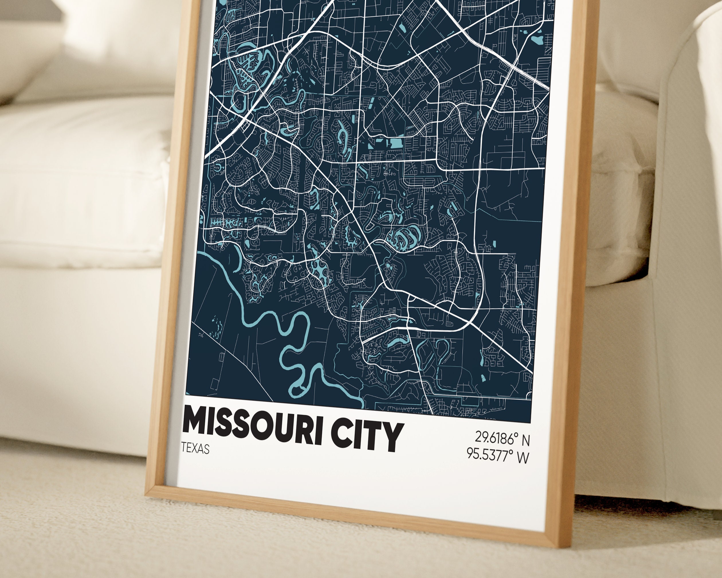 Missouri City TX Map Print, Texas Wall Art, Missouri City Texas