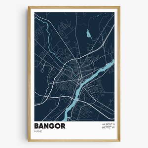 Bangor Map Print, Maine Wall Art, Bangor ME Poster
