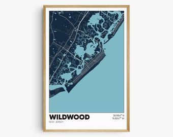 Wildwood Map Print, New Jersey Wall Art, Wildwood NJ Poster