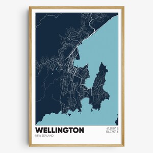Wellington NZ Map Print, New Zealand Wall Art, Wellington New Zealand Poster