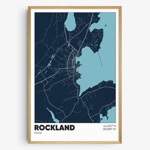 Rockland ME Map Print, Maine Wall Art, Rockland Maine Poster