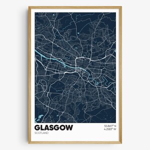 Glasgow Map Print, Scotland Wall Art, Glasgow Scotland Poster