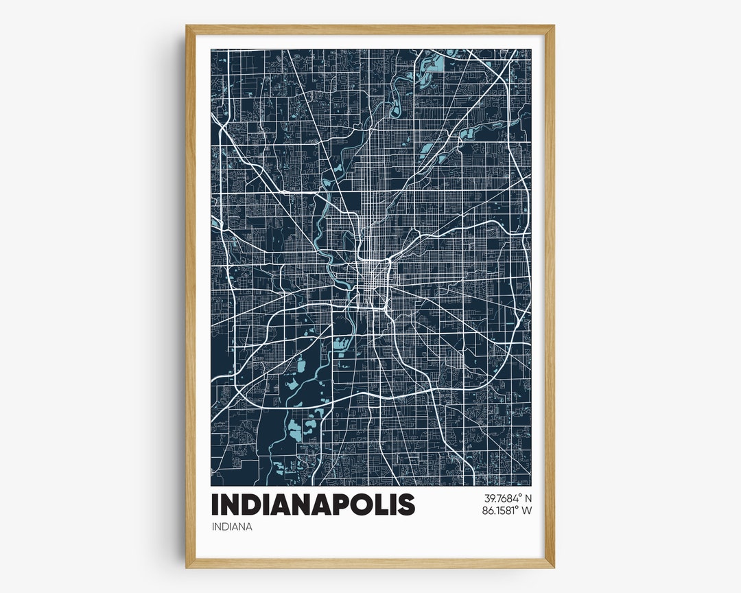 Indianapolis Map Print City Wall Art Indianapolis Indiana Etsy