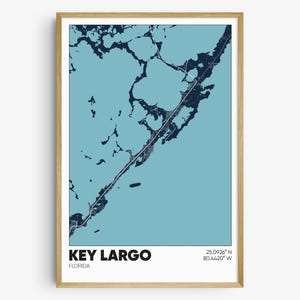 Key Largo Map Print, Florida Wall Art, Key Largo FL Poster