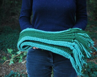 Crochet Scarf Pattern: Large Boho Fringe Shawl (PDF Download)