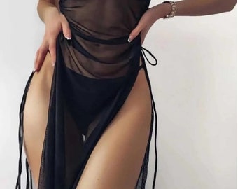 Robe de plage paréo, paréo, paréo noir, paréo en tulle