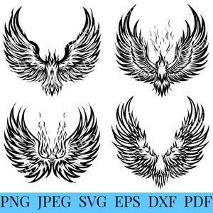 Wings SVG, Wings Vector, Cutting File, Digital Download, svg, pdf, eps, dxf, png, jpg, Wings Clip Art, Wings  Silhouette, Angel Wings PNG
