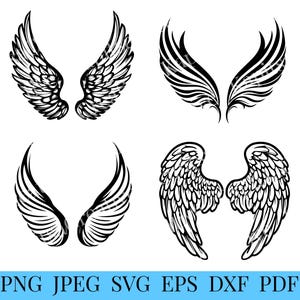 Angel Wings SVG, Wings Vector, Cutting File, Digital Download, svg, pdf, eps, dxf, png, jpg, Wings Clip Art, Wings  Silhouette