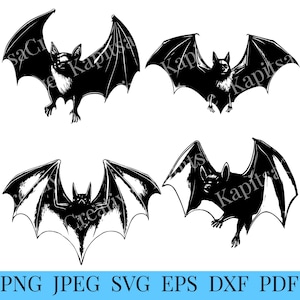 Bat SVG, Bat Vector, Cutting File, Digital Download, svg, pdf, eps, dxf, png, jpg, Bat Clip Art, Bat Silhouette, Halloween design