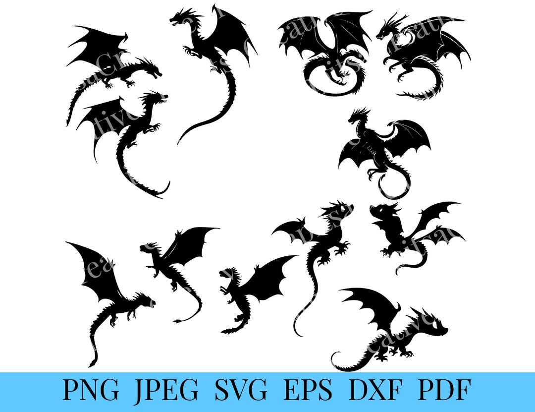 Black Dragon SVG Bundle, Vector Silhouette, Cutting File (digital ...