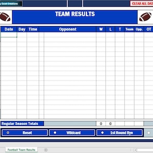 Foglio di calcolo Microsoft Excel - Risultati delle squadre di calcio