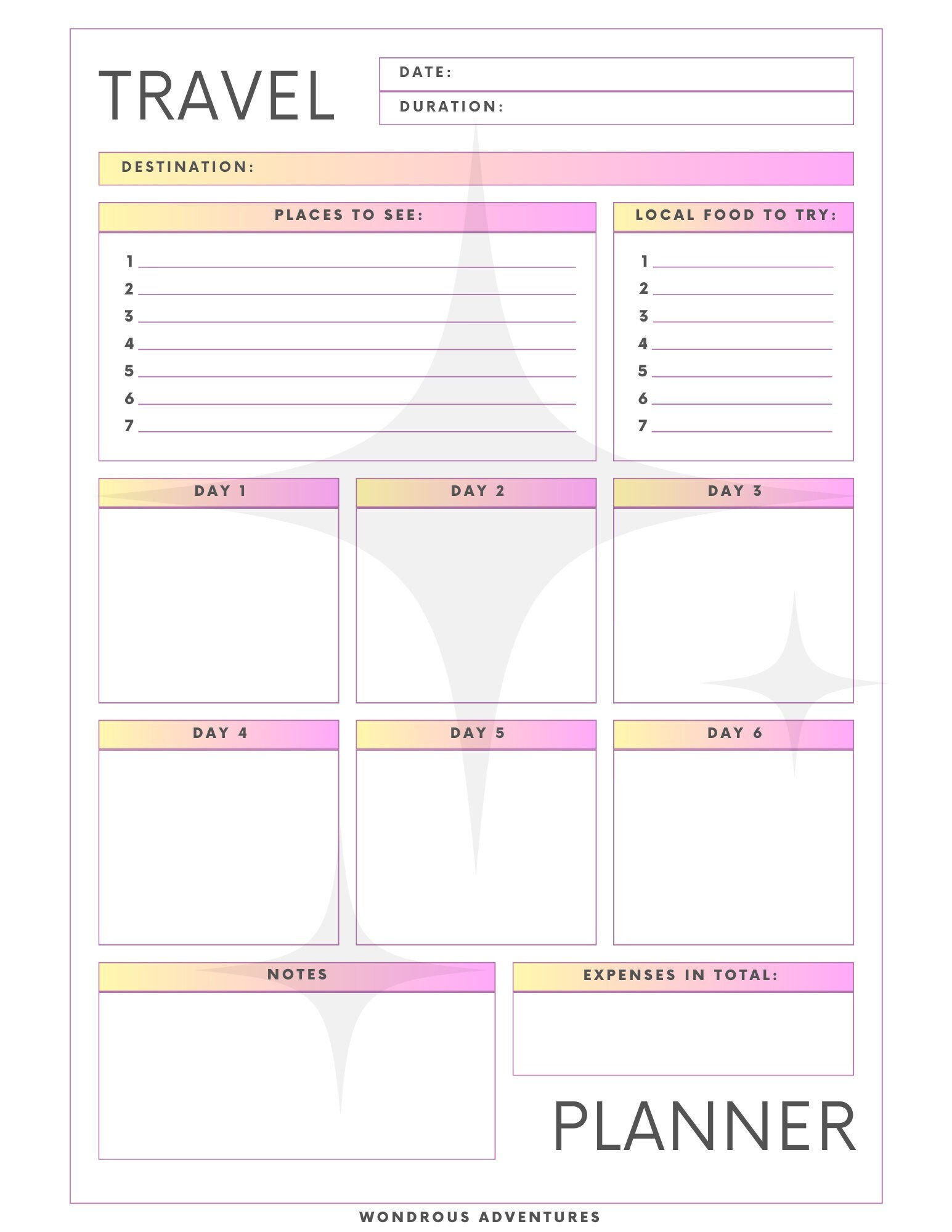 Travel Planner Template Travelers Planning Guide Template Travel ...