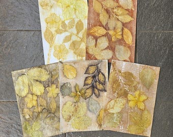 Eco Printed Paper Pack: Botanisches handbedrucktes A4-Skizzenpapier