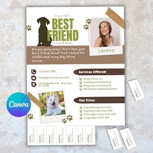 Contrato editable de volante de cuidado de mascotas para paseadores de perros, plantilla de cuidado de perros para empresas de servicios de cuidado de mascotas, formulario de cuidado de mascotas y proveedor de cuidado de mascotas
