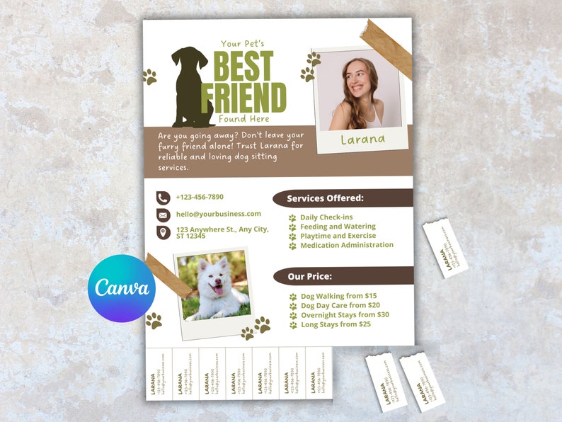 Editable Dog Walker Pet Sitting Flyer Contract, Dog Sitter Template for Pet Care Services Business, Pet Sitter Form and Pet Care Provider image 1
