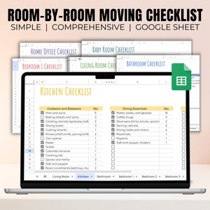 Editable Moving Checklist Google Sheets, New Home Apartment Essentials Checklist and Moving Planner, PCS checklist binder moving to do list