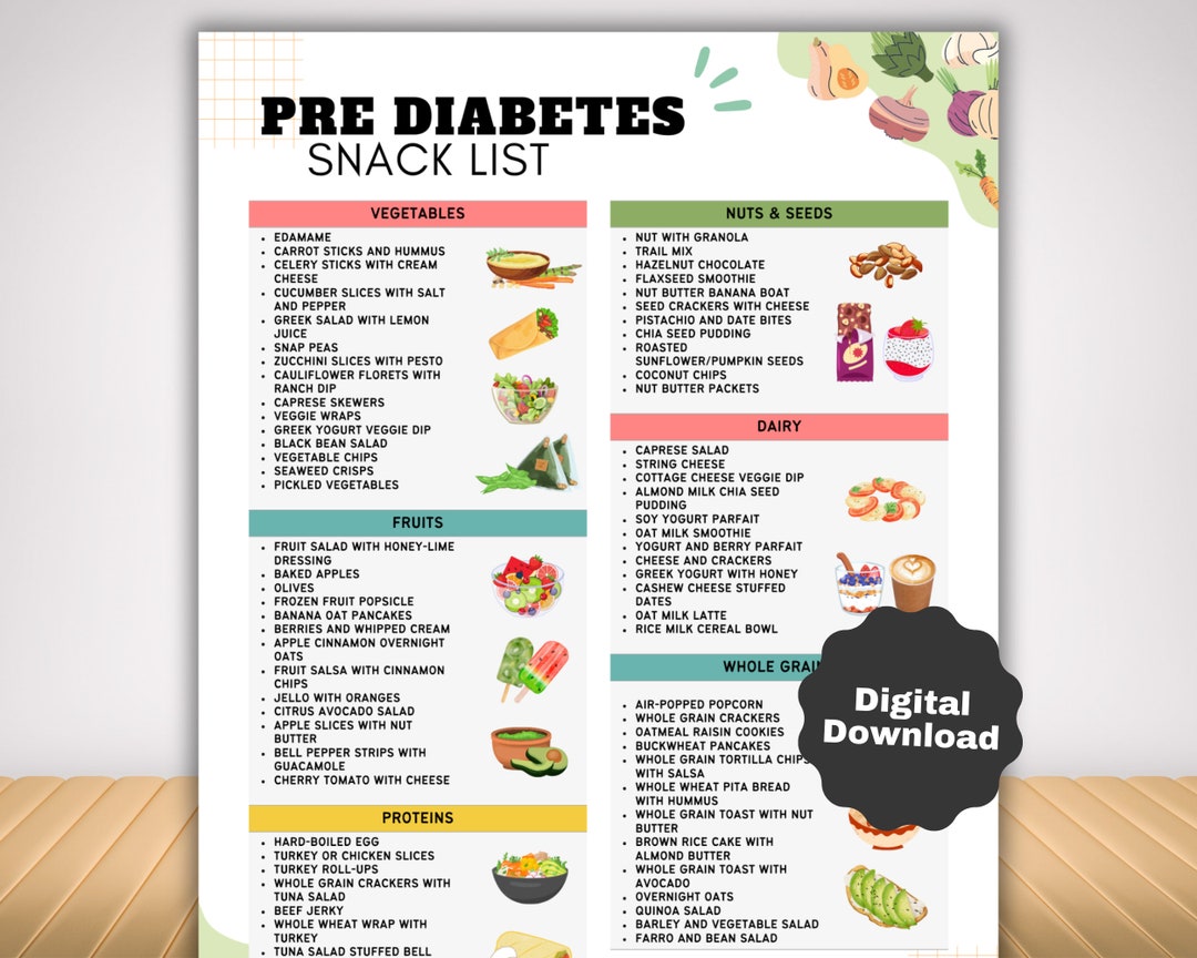 Pre diabetic snack list for pre diabetes low sugar food meal plan