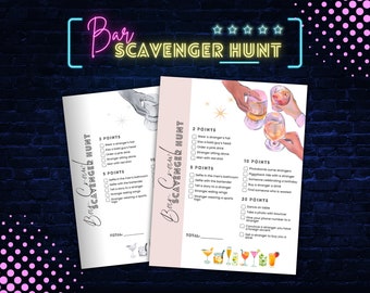Bar Scavenger Hunt as ladies night games, Bar Crawl Scavenger Hunt as Adult Scavenger Hunt bar crawl games, bachelor party game, pub crawl
