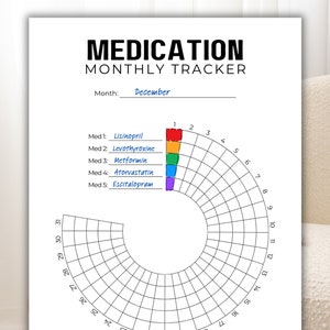 Visual Medication Tracker and Monthly Medicine Log, Medicine List and Prescription Pill Tracker, Medication Chart and Medical Planner Record