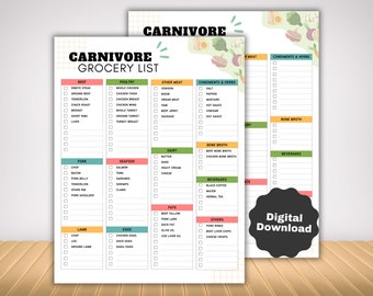 Elenco della spesa per la dieta carnivora, programma dei pasti e elenco degli alimenti per la dieta cheto ad alto contenuto proteico e a basso contenuto di carboidrati, dieta solo a base di carne per dimagrire e sviluppare massa muscolare