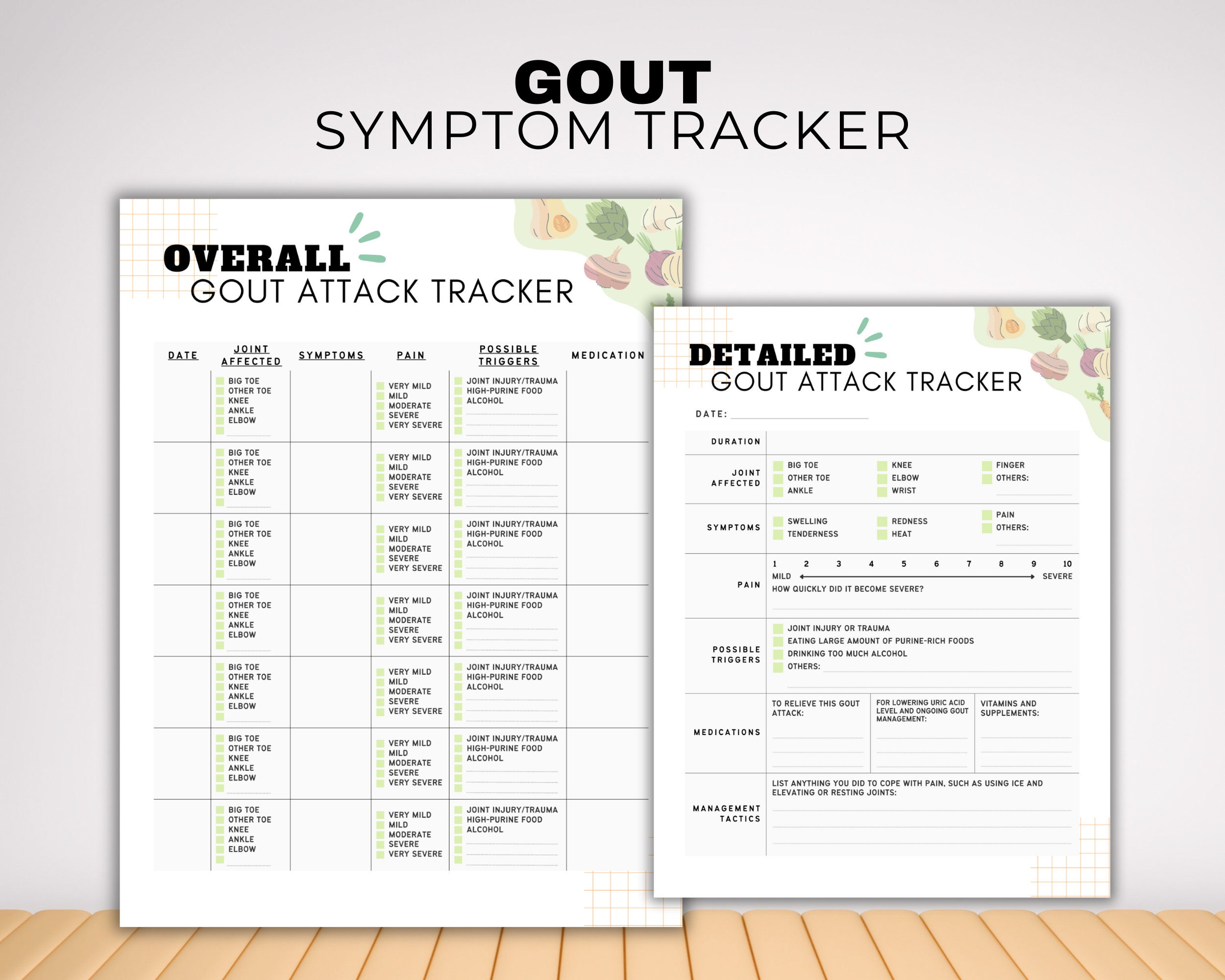 Gout Food List and Diet Cheat Sheet Bundle, Low Purine Foods or Low ...