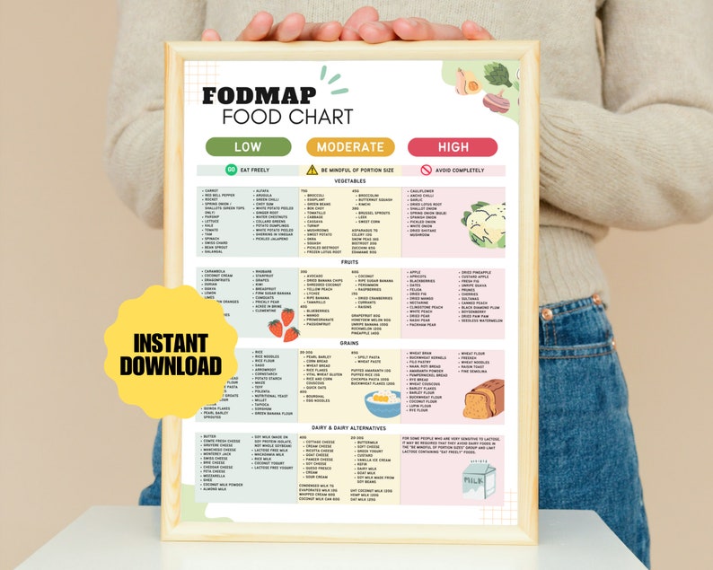 Fodmap IBS Food List and Low Fodmap Treats, Food Chart Nutrition Guide for IBS Meal Plan and Gut Health, Gluten Free Diet Meal Prep Grocery image 3