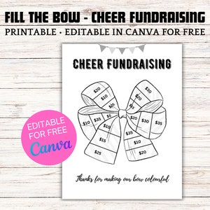 Fill the Bow - Cheerleading Fundraiser Printable Template, Cheer Bow, Fundraiser Form, Cheer team - Editable in Canva