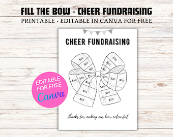 Fill the Bow - Cheerleading Fundraiser Printable Template, Cheer Bow, Fundraiser Form, Cheer team - Editable in Canva