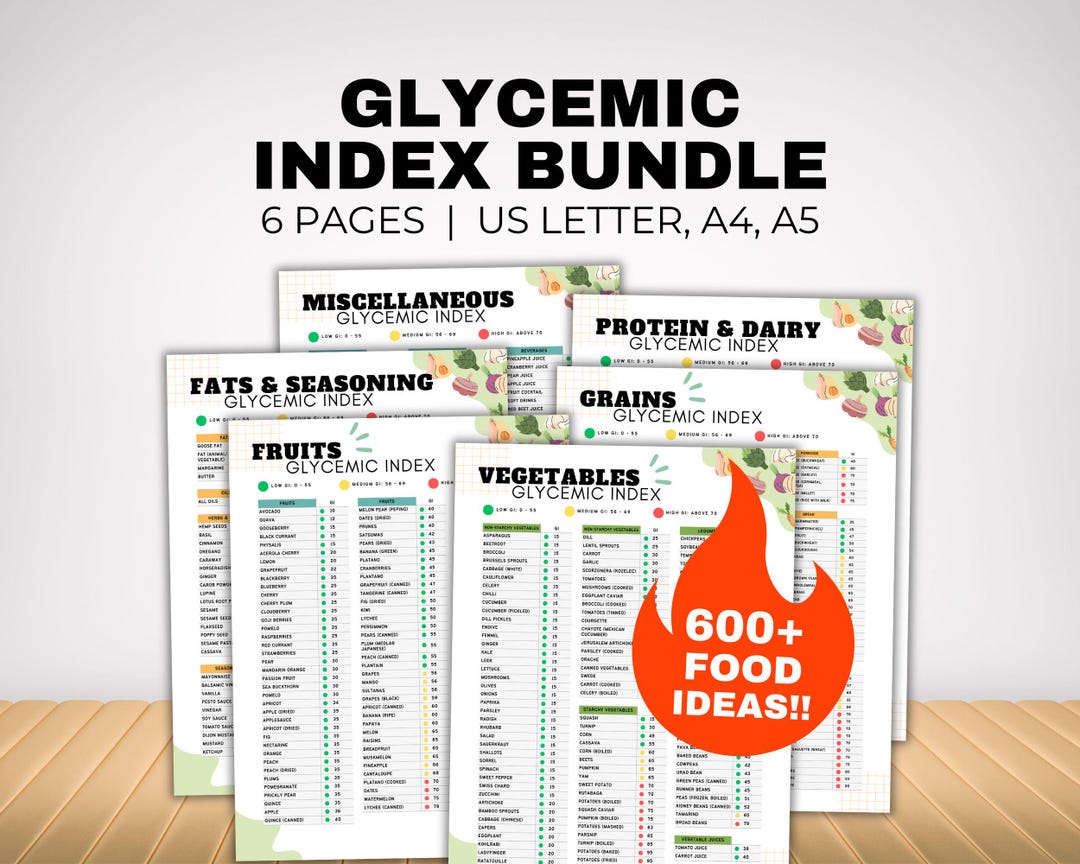 12 Tabelle Alimentari Per Diabetici Con Lista Cibi A Basso Indice Glicemico (20x25 Cm)