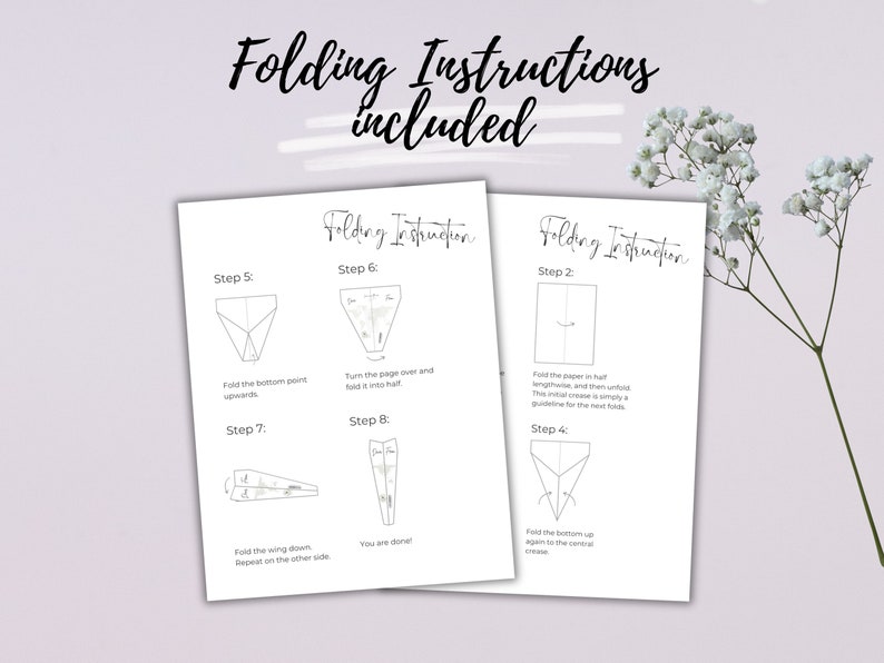 May include: A set of instructions for folding a paper craft. The instructions are written in black ink on a white background. The steps are numbered and illustrated with diagrams.