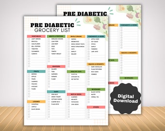 Pre Diabetic Grocery List with Pre Diabetes Low Sugar Food List and Snack List, Prediabetes Low Carb Meal Plan, Type 2 Diabetes Low Glycemic