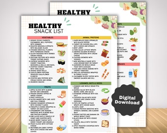 List of Healthy Snacks, Low Carb Snack Ideas and Low Sugar Recipes for Weight Loss, Diabetic Snack for Meal Plan and Grocery List.
