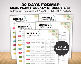 Low FODMAP 30 Days Meal Plan and IBS Grocery List for Gut Health, Contain Snack List and Gluten Free Foods for IBS and Other Inflammation