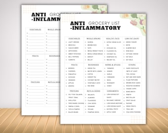 Anti Inflammatory Diet Grocery List, Food List and Meal Plan, Low Inflammation Meal Prep Nutrition Guide, Diabetic Food List Gut Health